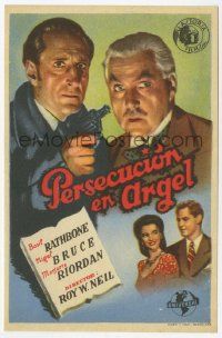 4s708 PURSUIT TO ALGIERS Spanish herald '45 Basil Rathbone as Sherlock Holmes, Bruce as Watson!