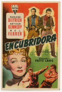 4s711 RANCHO NOTORIOUS Spanish herald '52 Fritz Lang, art of Marlene Dietrich, Kennedy & Ferrer!