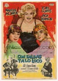 4s739 SOME LIKE IT HOT Spanish herald '63 Mac art of Marilyn Monroe with Curtis & Lemmon in drag!