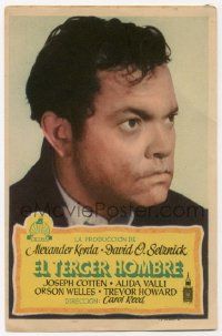4s752 THIRD MAN Spanish herald '50 different close up of Orson Welles, classic film noir!