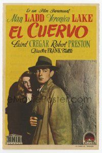 4s754 THIS GUN FOR HIRE Spanish herald '40s great c/u of Alan Ladd with gun & sexy Veronica Lake!