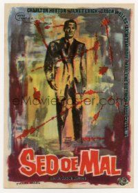 4s757 TOUCH OF EVIL Spanish herald '61 Orson Welles, different Jano art of Charlton Heston!
