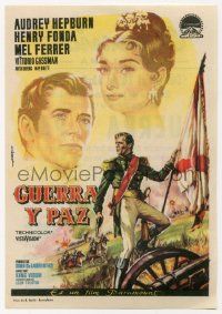 4s764 WAR & PEACE Spanish herald '61 Albericio art of Audrey Hepburn, Henry Fonda & Mel Ferrer!