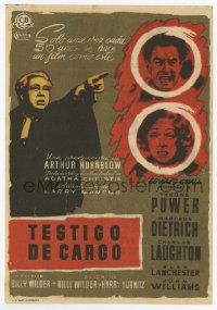 4s769 WITNESS FOR THE PROSECUTION Spanish herald '58 different MCP art of Power, Dietrich, Laughton