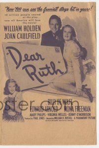 4s338 DEAR RUTH herald '47 William Holden & Joan Caulfield in the funniest stage hit in years!