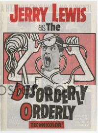 4s341 DISORDERLY ORDERLY herald '65 artwork of wackiest hospital nurse Jerry Lewis!
