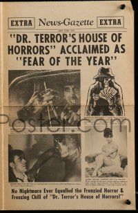 4s346 DR. TERROR'S HOUSE OF HORRORS herald '65 Christopher Lee, cool newspaper style!