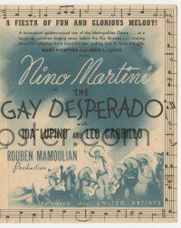 4s374 GAY DESPERADO herald '36 Nino Martini in sombrero plays guitar & sings to pretty Ida Lupino!