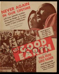 4s382 GOOD EARTH herald '37 Asian Paul Muni & Luise Rainer, from Pearl S. Buck novel!