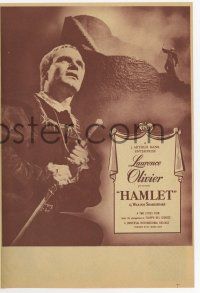 4s388 HAMLET herald '49 Laurence Olivier in William Shakespeare classic, Best Picture winner!
