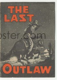 4s411 LAST OUTLAW herald '27 young Gary Cooper, cool art of masked firing gun from his horse!