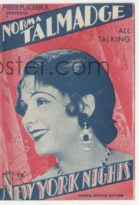 4s442 NEW YORK NIGHTS herald '29 Norma Talmadge in her first United Artists 100% talking picture!