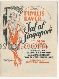 4s478 SAL OF SINGAPORE herald '28 art of sexy prostitute Phyllis Haver, Alan Hale, Fred Kohler