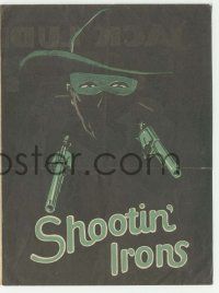 4s485 SHOOTIN' IRONS herald '27 great art of masked cowboy Jack Luden with two guns, Sally Blane