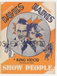 4s487 SHOW PEOPLE herald '28 sexy Marion Davies, William Haines, directed by King Vidor!