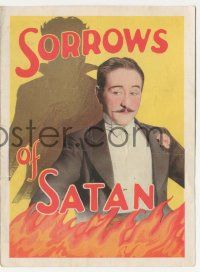 4s498 SORROWS OF SATAN herald '26 D.W. Griffith, Adolphe Menjou as the Devil brings temptation!