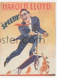 4s499 SPEEDY herald '28 great art of speed demon Harold Lloyd riding on scooter + Babe Ruth shown!