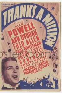 4s511 THANKS A MILLION herald '35 traveling singer Dick Powell, Ann Dvorak & Patsy Kelly!