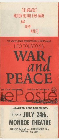 4s533 WAR & PEACE herald '68 Sergei Bondarchuck, 3-part Russian version, Leo Tolstoy