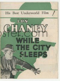 4s540 WHILE THE CITY SLEEPS herald '28 Lon Chaney Sr. in his best underworld film with Anita Page!