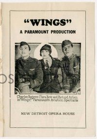 4s546 WINGS local theater herald '28 William Wellman Best Picture winner, Clara Bow & Buddy Rogers!