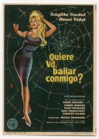 4s587 COME DANCE WITH ME Spanish herald '61 art of sexy beckoning Brigitte Bardot by spiderweb!