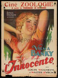 4t138 AWAKENING pre-war Belgian '28 great stone litho profile of pretty red-haired Vilma Banky!