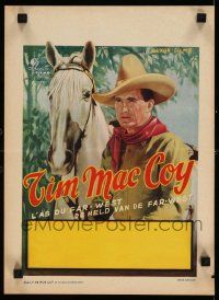 4t155 TIM MCCOY Belgian '50s portrait art of classic cowboy with trusty horse!