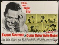 4t510 COME BLOW YOUR HORN British quad '63 close up of laughing Frank Sinatra, from Simon's play!