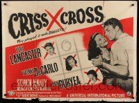 4t512 CRISS CROSS British quad '48 artwork of Burt Lancaster & Yvonne De Carlo, film noir!