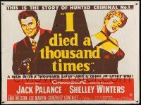 4t539 I DIED A THOUSAND TIMES British quad R60s artwork of Jack Palance & sexy Shelley Winters!