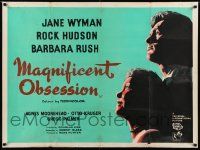 4t550 MAGNIFICENT OBSESSION British quad '54 artwork of Jane Wyman & Rock Hudson, Douglas Sirk!