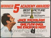 4t562 ONE FLEW OVER THE CUCKOO'S NEST British quad '76 great c/u of Jack Nicholson, Forman classic