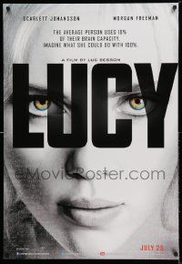 4t049 LUCY teaser Canadian 1sh '14 cool image of Scarlett Johansson in the title role!