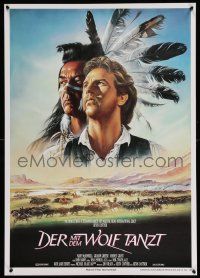 4t070 DANCES WITH WOLVES German '91 great Casaro art of Kevin Costner & Graham Greene!