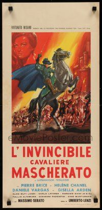 4t283 INVINCIBLE MASKED RIDER Italian locandina '63 Umberto Lenzi, cool art of Zorro-like hero!