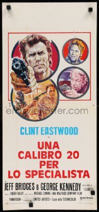 4t310 THUNDERBOLT & LIGHTFOOT Italian locandina '74 Avelli artwork of Clint Eastwood with HUGE gun