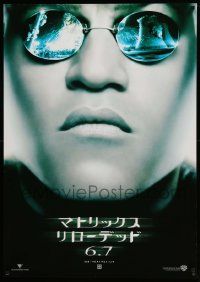 4t642 MATRIX RELOADED teaser Japanese 29x41 '03 super close-up of Laurence Fishburne as Morpheus!