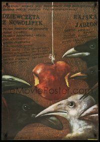 4t929 DZIEWCZETA Z NOWOLIPEK/RAJSKA JABLON Polish 27x38 '86 Andrzej Pagowski bird art!