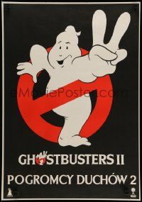 4t885 GHOSTBUSTERS 2 teaser Polish 19x27 '89 Ivan Reitman, best different image of ghost logo!