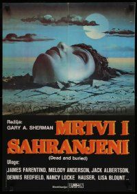 4t179 DEAD & BURIED Yugoslavian 19x27 '81 horror art of person buried up to the neck by Campanile!