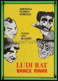 4t183 DUCK SOUP Yugoslavian 19x27 '60s Marx Brothers, Groucho, Harpo & Chico, wacky art!