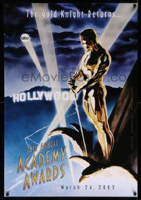 4w015 74TH ANNUAL ACADEMY AWARDS 1sh '02 cool Alex Ross art of Oscar over Hollywood!