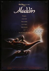 4w031 ALADDIN DS 1sh '92 classic Disney Arabian fantasy cartoon, John Alvin art of magic lamp!
