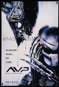 4w040 ALIEN VS. PREDATOR style B teaser 1sh '04 close-up of Alien, whoever wins, we lose!
