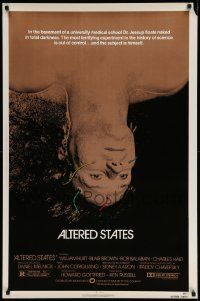 4w044 ALTERED STATES 1sh '80 William Hurt, Paddy Chayefsky, Ken Russell, sci-fi horror!