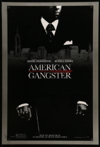 4w052 AMERICAN GANGSTER teaser DS 1sh '07 close-up of Denzel Washington, Ridley Scott directed!