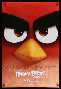 4w065 ANGRY BIRDS MOVIE teaser DS 1sh '16 wacky intense close-up of Red, voiced by Jason Sudeikis!