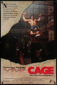 4w148 CAGE 1sh '89 martial arts, incredible image of strongman Lou Ferrigno!
