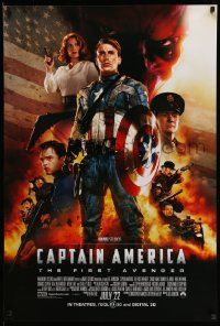 4w154 CAPTAIN AMERICA: THE FIRST AVENGER advance DS 1sh '11 Chris Evans, Jones, cool cast image!